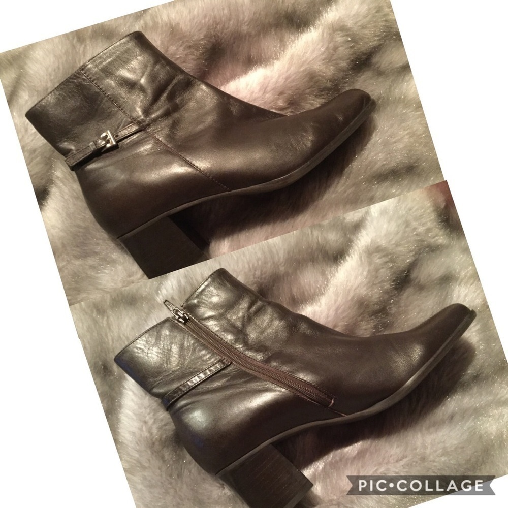 UNISA Leather Ankle Boots w/ Buckle Embellishment